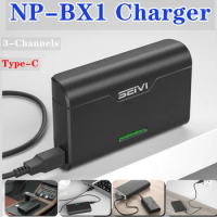 3-Slot NP-BX1 Battery Fast Charger Box for Sony ZV-1 ZV-1F DSC-RX100 WX500 HX300 M5 M4 M3 M2 Batteries Case with TF Card Storage
