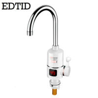 EDTID Instant Tankless Electric Hot Water Heater Faucet Kitchen Electric Heating Tap Boiler LED Temperature Dispay 3000W EU