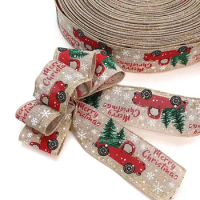 Christmas Ribbon Classic Wrapping Christmas Tree Ribbon Wreath Bows DIY Fabric Swirl Ribbon Burlap Xmas Gift Decoration