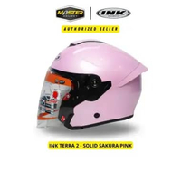 HELM INK TERRA 2 SAKURA PINK METALIC DOUBLE VISOR/ HELM HALF FACE INK ORIGINAL L