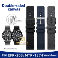 Universal Double-sided Canvas Watch Strap Breathable For Casio Edifice MTP-1374 1375 MDV107-1A MDV-106 Watchband 20mm 22mm Soft