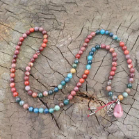 8mm Mookaitet, Indian Agate, Dyed Green Onyx, Powerful Chakra Healing JapaMala Necklace, Meditation Mala,natural, 108 Mala Beads