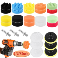 29PCS Car Polishing Sponge Pads Kit Buffing Buffer Foam Pad Buffer Kit Polishing Machine Wax Pads Removes Scratches 1/2/3inch