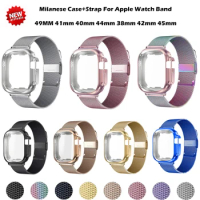 Milanese Strap+Case For Apple Watch Band Ultra 2 49MM 41mm 40mm 44mm 38mm 42mm TPU Screen For iWatch SE 9 8 7 6 SE 5 Correa 45mm
