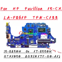 L20297-601 LA-F861P pour HP Pavilion 15-CX L20298-601 Carte Mère D'ordinateur Portable avec I5/I7CPU GTX1050 2G GPU 100% Travail