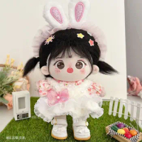 Cotton doll clothes 20cm baby clothes cute white velvet cherry rabbit dress 20cm non doll sex change