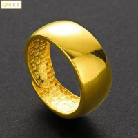 Star Male Colorless Opening Frosted Smooth European Dollar Pure Copy Real 18k Yellow Gold 999 24k Ring Jewelry Never Fade Jewelr