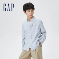 【GAP】男童裝 翻領牛津布長袖襯衫-藍色(426037)
