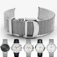 Watch Accessories silver Milanese Stainless Steel Watch Band For IWC PORTOFINO PORTUGIESER FAMILY Series Strap 20mm Wristband