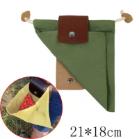 Leather and Canvas Bushcraft Bag, Canvas Foraging Pouch for Hiking, Treasures &amp; Seashells, Easy Looping with Belts