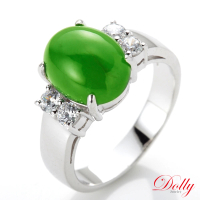 【DOLLY】14K金 緬甸冰種老坑綠A貨翡翠鑽石戒指