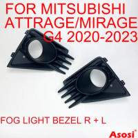 Front Bumper Fog Light Bezel Trim Cover Frame For Mitsubishi Mirage G4 / Attrage 2020 2021 2022 2023 Driver + Passenger Side