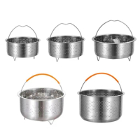 Stainless Steel Steamer Basket Instant Pot Accessories For Instant Cooker With Silicone Handle Pressure Cooker Rice Steamer