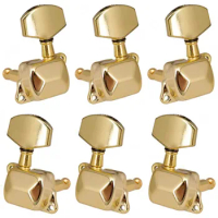 6x Tuner Leg Guitar Tuning Pegs Button For Electric Acoustic Golden Guitar Metal SemiClosed Tuner High Quality