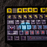 ECHOME Black Cat Theme Keycap Custom Original MDA Cute Keycaps for Mechanical Keyboard Artisan PBT Key Caps Gaming Accessories