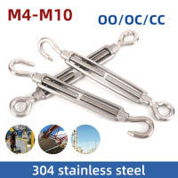 5PCS Stainless Steel 304 Adjust Chain Rigging Hooks &amp; Eye Turnbuckle Wire Rope M4 M5 M6 M8 M10 Tension Device Line Oc Oo Cc Type