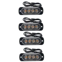 Truck 12V 24V 4 LED Strobe Warning Light Strobe Grille Flashing Lightbar Truck Car Beacon Lamp Amber Yellow White Traffic Light