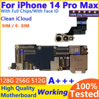 128GB 256GB For iphone 14 pro max Motherboard Clean iCloud Support iOS Update Plate Unlocked placa with Face ID Logic Board A+