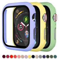 Glass+Case For Apple Watch Series 8 7 6 5 4 3 SE 45mm 41mm 44mm 40mm 42mm iWatch Screen Protector+Cover Apple Watch Accessories