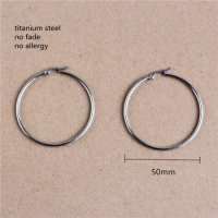 50mm Titanium 316L Stainless Steel Circle Hoop Earrings Vacuum Plating No Fade Anti-allergy