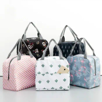 Functional Pattern Cooler Lunch Box Portable Insulated Canvas Lunch Bag Thermal Food Picnic Lunch Bags For Women Kids Office