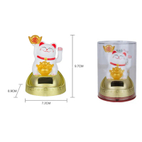 7.2×8.9×9.7 cm Hiasan kaunter depan Kucing Tuah automatik ditenagai solar dengan gerakan mengayun ta