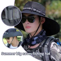 Men's Cap Wide Brim Fisherman Hat Breathable Mesh Solid Color Bucket Hat Boonie Hat Fishing Cap Camping &amp; Hiking Anti-UV Sun Hat