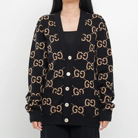 Cardigan GUCCI BIG GG MONOGRAM BROWN BLACK WOOL CARDIGAN 100% ORIGINAL Size XS