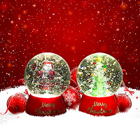 法國三寶貝 100MM聖誕樹&amp;聖誕老公公水球LED夜燈擺飾