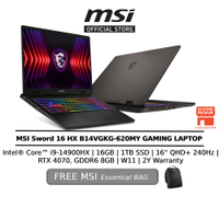 MSI 16 HX B14VGKG-620MY (i9-14900HX/16GB/1TB SSD/RTX 4070, GDDR6 8GB/16" QHD+ 240Hz/IPS/W11/2Y) Gami