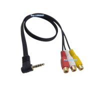 Right Angle Bend TRRS 3.5mm Male 3 RCA Female Cable Line 3.5 to RCA Audio Video Line Cable 3.5mm to CVBS Video R L Audio Wire