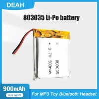 1-2PCS 803035 083035 3.7V 900mAh Lithium Polymer Rechargeable Battery For GPS MP3 MP4 Smart Watch LED Light Bluetooth Speaker