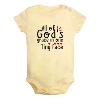 All of God's Grace in One Tiny Face Fun Baby Bodysuit Cute Boys Girls Rompers Infant Short Sleeves Jumpsuit Newborn Soft Clothes