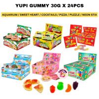 Yupi Gummy Candy 30g x 24pcs Halal (Besar) Aquarium Pizza Cocktails Sweet Heart Neon Stix Puzzle