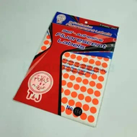 2 PCS LABEL BULAT TOM & JERRY NO 114 DIAMETER 13 MM STIKER STICKER WARNA MERAH NEON