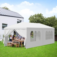 10'x20' Outdoor Wedding Party Tent Gazebo Canopy 6 Removable Window Walls White
