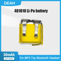 1-2PCS 401010 30mAh 3.7V Lithium Polymer Rechargebale Battery For GPS I7 i8 i9 i10 i12 TWS Bluetooth Headset MP3 Smart Watch