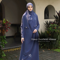 HIJABERLIN - Hawa Overhead Khimar Dress Royal Blue - Gamis Syari Umroh Haji Premium