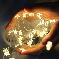 暖光300cm小星星造型銅線燈2入(聖誕節 萬聖節 佈置 LED 氣氛燈 螢火蟲 燈串 氣球裝飾)