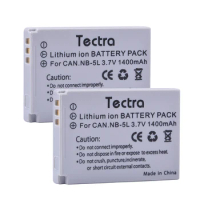 Tectra 2Pcs NB-5L NB5L Battery for Canon PowerShot S100 S110 SD700 SD800 SD900 SD990 SX200 SX210 SX220 SX230