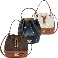 【Michael Kors】REED皮革/PVC 小圓標MK logo手提斜肩背兩用水桶包