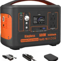 Portable Generator Power Station 600W (Peak 1200W) 153600mAh 568WH Lithium Battery 110V/600W, AC Out