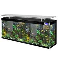 Super White Fish Tank Aquarium Living Room Floor Home Partition Screen Bottom Filter TV Cabinet Fish Tank
