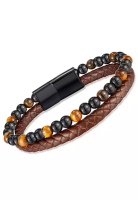 Trendyshop 型男編織皮磁吸扣手鐲手環