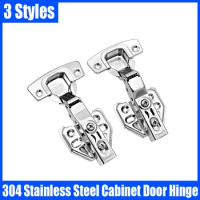 1PCS 304 Stainless Steel Cabinet Door Hinge Hydraulic Damper Buffer Soft Close Quiet Wardrobe Door Hinge Furniture Hinge