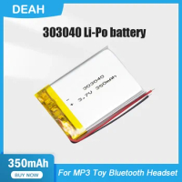 1-2PCS 303040 350mAh 3.7V Lithium Polymer Rechargeable Battery For MP3 MP4 GPS Bluetooth Headset Speaker LED Light Smart Watch