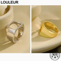 LouLeur News Simple 925 Sterling Silver Ring Women Gold Silver Geometric Square Ring For Women Silver 925 Fine Jewelry Gifts