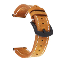 Cow Leather Watchbands 20mm 22mm Genuine Leather Vintage Wrist Watch Band Strap Belt For Samsung Galaxy Watch Active 2 3 46mm