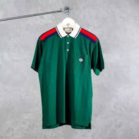 Polo GUCCI GG INTERLOCKING BAND TAPE STRIPE RED NAVY GREEN POLO 100% ORIGINAL L