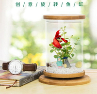 買一送一魚缸創意桌面小型透明玻璃活體斗魚缸迷你精致懶人造景家用生態瓶 小山好物